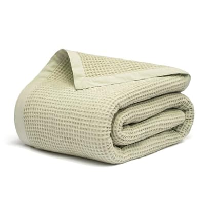 Salt Earth GOTS Certified 100% Organic Cotton Throw Blanket, 55"x60" Waffle Blankets & Throws for Bed, Throw Blanket for Couch, Cozy Christmas Blankets and Throws for Christmas Gifts (Sea Foam)