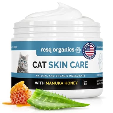 Cat Paw Balm Cat Cream 2 oz: Hot Spot Treatment for Cats Dermatitis, Mange Treatment, Cat Itchy Skin Relief for Dry Skin, Pet Wound Care, Natural Allergy Relief with Manuka Honey, Aloe Vera, Vitamin E
