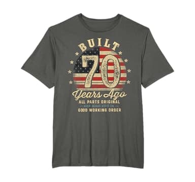 Built 70 Years Ago Funny 70th Birthday USA Flag T-Shirt