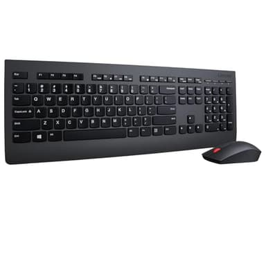 Lenovo Professional Wireless Keyboard and Mouse Combo, 2.4 GHz USB Wireless Receiver, Full Size Ambidextrous Mouse, 24 Month Battery Life, Black