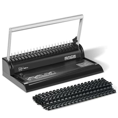 Binditek Binding Machine, 19-Hole, 145 Sheets, Comb Binder Machines with 30 PCS 1/2" Binding Combs, for Letter Size, Fixed Margin
