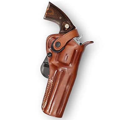 Masc OWB Leather Paddle Revolver Holster with Retention Strap, Fits Python .357 Magnum 6-inch, Right Hand Draw Brown Color #1306#
