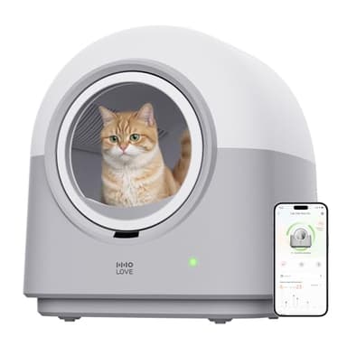 HHOLOVE TYPro Self Cleaning Cat Litter Box Automatic Hands-Free Smart Robot self Cleaning Cat Litter Box for Multiple Cats with APP Control Safe with Litter Mat Waste Bags and Deodorizer