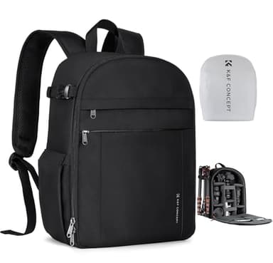 K&F CONCEPT Lightweight Camera Backpack Bag, Professional Photography Bag Compatible with Canon/Nikon/Sony Camera and Lens Accessories, Camera Case with Tripod Strap & Rain Cover