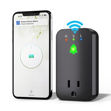 Power Failure Alarm WiFi, Smart Power Outage Alarm with App Notifications, Mini Size Freezer Alert with Loud 110dB & LED Indicator & Voltage Detection, Home Power Monitor for GFCI Trips, Sump Pump ﻿