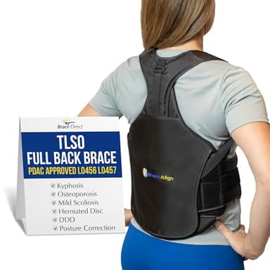 Brace Align TLSO Full Back Brace for Kyphosis, Compression Fractures, Post Op Recovery, Scoliosis, DDD, Herniated Discs – Adjustable Thoracic Lumbar Spine Support – L0456 L0457 (Waist 23-50")