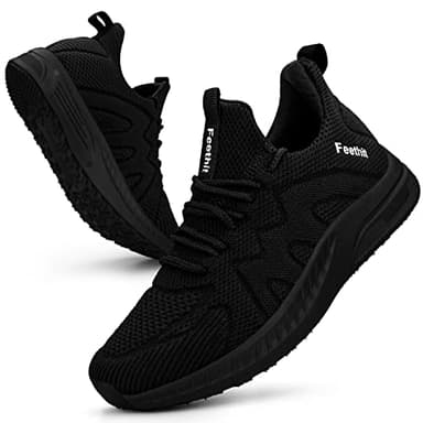 Feethit Womens Running Shoes Tennis Walking Shoes Slip on Sneakers Lightweight Gym Shoes for Workout Work Travel Athletic Black Size 9
