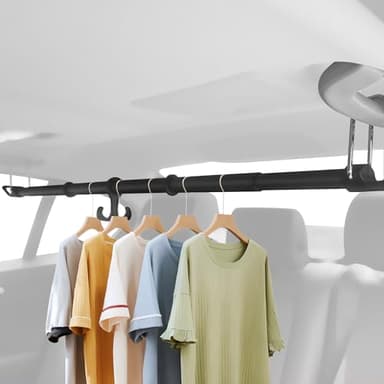 Elantrip Car Clothes Hanger Bar for SUV & Trucks, 34"-70" Extra Long, Heavy-Duty Iron Tube with Full Rubber Sleeve, No-Slip Garment Rack for Travel & Business Suits