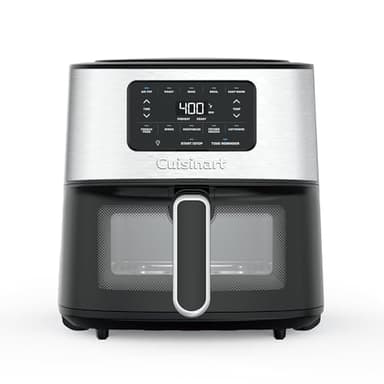 Cuisinart Air Fryer, 6-Quart Basket Large Fryer with 5 Cooking Functions to Roast, Bake, Broil, Air Fry and Keep Warm, 5 Airfryer Presets, Dishwasher-Safe Parts, AIR-200, Stainless Steel & Black