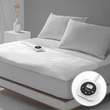 Foot Queen Size Electric Heated Mattress Pad - Foot Warmer for Bed with Memory & Preheat Functions, 12 Heat Settings Single Control for 1-12 Hours Auto Off, Lighted Button