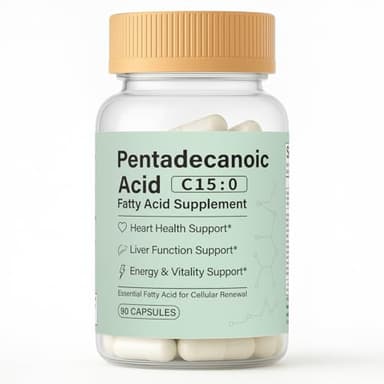 Pentadecanoic Acid, C15:0 Fatty Acid Supplement - 3X Omega 3 Fish Oil, Healthy Aging Supplement for Gut Health, Liver Support, 90 Vegan Capsules