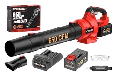 Somorei Cordless Leaf Blower for Lawn: 40V 650CFM High Power Electric Blower with 5.0Ah Battery & Fast Charger - Lightweight 6lbs Yard Tool for Lawn Care - for Family Members