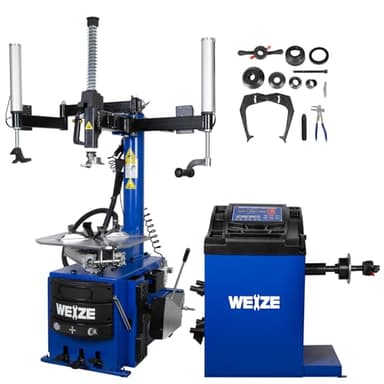 WEIZE 110V 2.0 HP Tire Changer and Wheel Balancer Combo,10''-24'' Rim Air Bead Blaster Tire Changer Machine with Dual Assist Arms, for Tire Changing, Tire Mounting and Balancing