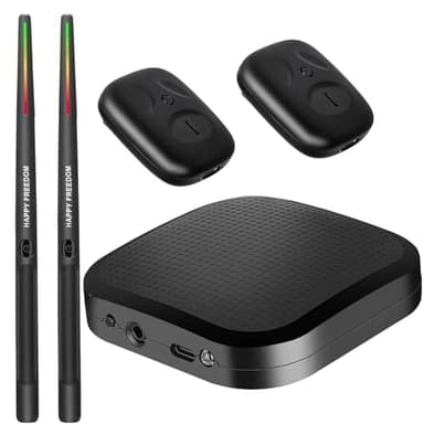 Air Drum Sticks Set, Electronic Drum Set, 3D Motion Sensing Drumstick with Clip-On Foot Pedals, 8 Sound Portable Practice Drum Kit Electric Drum Set (Black)