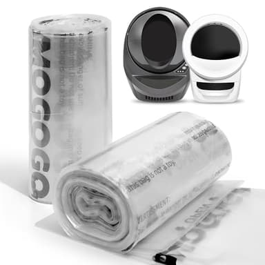 AMOGOGOPET Waste Bags, Compatible with Litter Robot 4/5/3, 50 Pack Liners for Self Cleaning Litter Box, 9-11 Gallon Capacity, Pre-Separated, Transparent, Replacement Cat Litter Bags