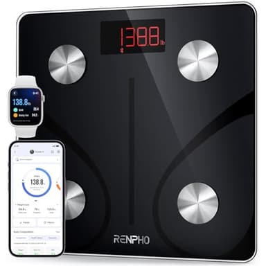 RENPHO Scale for Body Weight 500 lbs, Extra-High Capacity Smart Bathroom Scale with Ultra Wide Platform 12 x 12 inches, Body Fat Scale with Large LED Display, Health Monitor Sync App, Elis 1 L