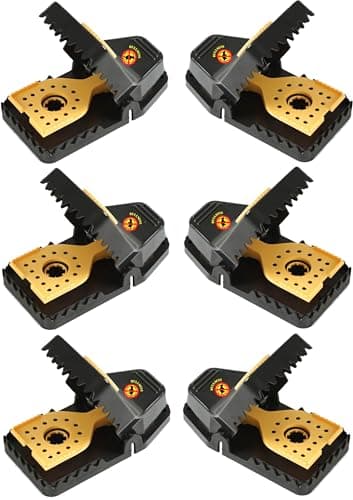 Bullseye - 6 Pack - Rat Traps - Indoor/Outdoor, Reusable, Easy Setup, Powerful Stainless Steel Spring, Tough ABS Body. Set Traps Safely Without Getting Snapped. Great for Rats, Chipmunks & Rodents