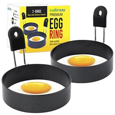 FUNUTTERS Egg Rings, 3.5'', Nonstick, Professional and Large, Stainless Steel Omelet/Egg Rings For Frying Eggs and Egg Mcmuffins, Egg Mold For Breakfast, Mini Pancakes, and Fried Eggs
