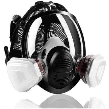 GQFOWE Full Face Respirator Mask,Reusable Gas Mask with Filter for Chemicals,Paint,Spray,Sanding,Epoxy Resin,Industrial,Grinding work.