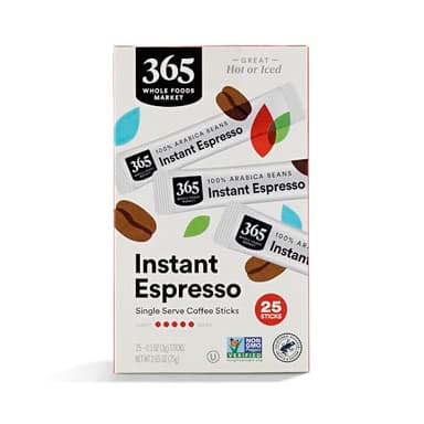 365 by Whole Foods Market, Instant Espresso, Dark Roast, 25 Single Serve Coffee Sticks, 2.65 Ounces
