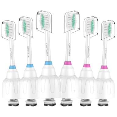 Replacement Toothbrush Heads for Philips Sonicare E-Series/Essence/Xtreme/Elite and Other Screw-on Models, 6 Pack, Medium Soft Dupont Bristles