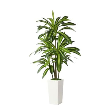 Alupssuc Artificial Dracaena Fake Tree 5FT, White High Pot Artificial Plants Indoor&Outdoor, Fake Plants for Office/Home/Living Room Potted Decoration, 5ft