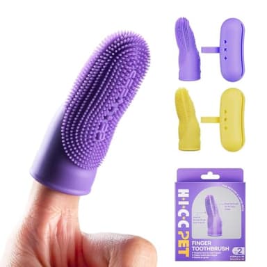 HICC PET Dog Finger Toothbrush, Soft Liquid Silicone Finger Tooth Brush with Dual-Sided Cleaning Surface, Ergonomic Anti-Slip Design, Finger Toothbrush for Medium & Large Pets, Storage Case, 2-Pack
