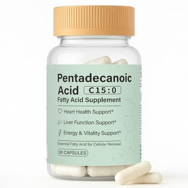 Pentadecanoic Acid Capsules, C15:0 Fatty Acid Supplement – Pure Plant-Based Essential Fatty Acid - 90 Vegan Capsules (1)
