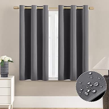 XTMYI Bathroom Curtains Window,Waterproof 48 Inch Lengh Blackout Short Curtains for Windows,Dark Grey