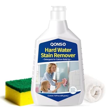 QONS Hard Water Stain Remover, Shower Glass Door Cleaner Cream For Hard Water Stain,Bathroom Glass,Windows,Tile,Grout,Toilet Bowl,Calcium Build Up,Hard Water Cleaner 16.91 Oz (670 Grams)
