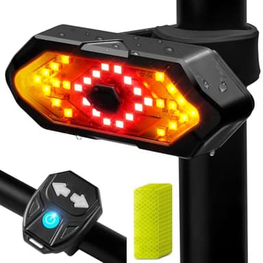 Hcikoat Bike Tail Light with Turn Signals USB Rechargeable Bike Turn Signals 120 Lumens Ultra Bright LED Turn Signals for Bicycle 5 Mode with 10PCS Safety Reflective Tape for Cycling Electronics
