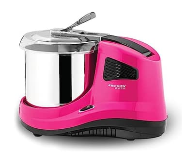 Butterfly Peerless 3-Stone Wet Grinder with Atta Kneader & Coconut Scraper, 2-Liter, 110V for USA & Canada, Pink