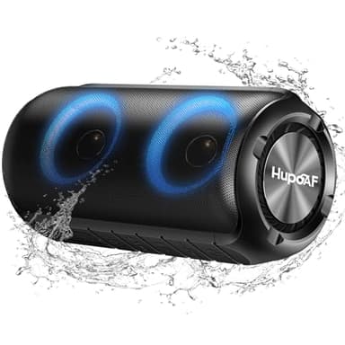 Hupoaf Bluetooth Speaker with 6D Loud Sound, 2025 New Portable Wireless Speaker, IPX7 Waterproof, RGB Lights, BT5.3, 12H Playtime, for Home/Party/Outdoor/Beach, Stocking Stuffers, White Elephant Gifts
