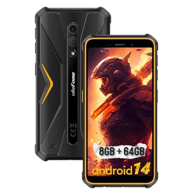 Ulefone Armor X12 Pro Rugged Phones Unlocked, 5.45 inch Screen, Android 14, 8GB + 64GB, 13MP + 8MP Waterproof Camera, 4860mAh Battery, Military Grade Smartphone, Face ID, NFC, OTG, WiFi - Orange