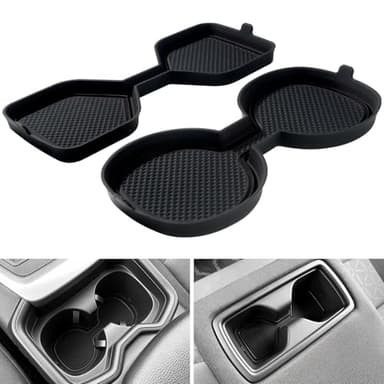 REMOCH 3D Cup Holder Inserts for Toyota RAV4 Accessories 2025 2024 2023 2022 2021 2020 2019 Silicone Cup Coaster Mats Pad Center Console Liner (2Pcs Set, Black Trim)