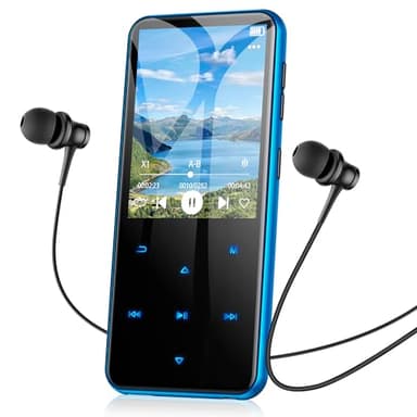 AGPTEK 64GB MP3 Player with Bluetooth, M3 2.4 inch Music Player with Speaker and FM Radio, Touch Buttons, Supports Up to 128GB(Blue)