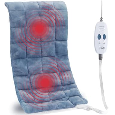 Weighted Heating Pad with 2 Massager,Vibrating Heating Pads for for Back &Neck Pain Cramps 12"x24",3 Heat Levels,9 Massage Modes,2Hrs Auto-Off,Fathers Day Gift (XL Blue)