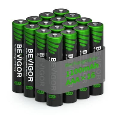 BEVIGOR Rechargeable AAA Batteries, 1100 mAh High Capacity, LSD Low Self Discharge Technology, 1.2V NiMH AAA Batteries,Telephone Batteries, Long-Lasting Triple AAA Rechargeable Batteries 16 Count