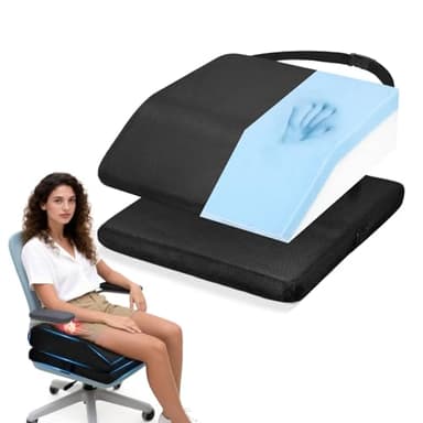 CRAURU Memory Foam Post Hip Surgery Cushion Adjustable Height Hip Replacement Recovery Cushion with Non Slip Bottom and Strap for for Long Sitting, Cushions for Wheelchair Office Car