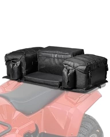 VEVOR ATV Rear Storage Bag, 50L ATV Rear Cargo Bags with Sponge Seat Cushion & Bottle Holder, 600D Oxford Cloth Rear Seat Gear Bag Fit Most ATVs, UTV, Can-Am Vehicle with Rear Rack