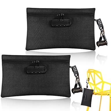 Sanwuta 2 Pack Money Bag with Lock Locking Money Bag for Beach Christmas Wallet Gifts 6.7 x 11 Inch(Black)