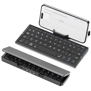 SIKAI CASE Foldable Bluetooth Keyboard with Magnetic Stand,Aluminum Alloy Mini Quiet Folding Portable Lightweight Travel Rechargeable Pocket for Tablet,iPad, Phones, Black