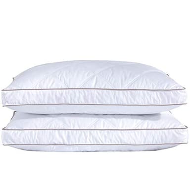 puredown® Goose Feathers and Down Pillow for Sleeping Hotel Collection Bed Pillows, Gusseted, Standard/Queen, Set of 2