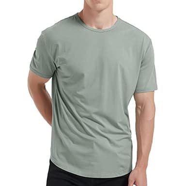 netdraw Men's Ultra-Soft Bamboo Viscose T-Shirt, Curved Hem Lightweight Cooling Cotton Blend Casual Tee, Sage, Large