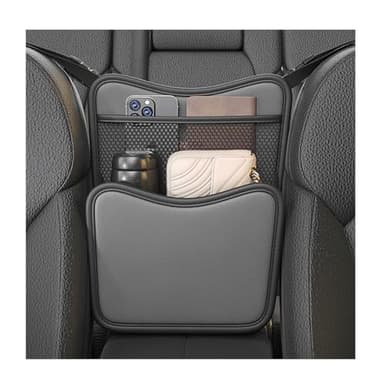 Ohleats Car Organizer Storage Between Seats, Nappa Leather Auto Handbag Holder for Document Phone Storage, Large Capacity Automotive Console Pocket Purse, Car Accessories (Gray)