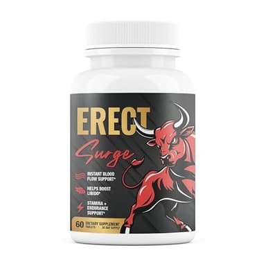 Erect SURGE™ - Fast Acting Male Blood Flow Pills for Performance, lntimacy, Hardness | Helps Boost Desire, Stamina & Size | 20 Ingredients for Men to Restore Confidence | 3rd Party Tested - 60 Tablets