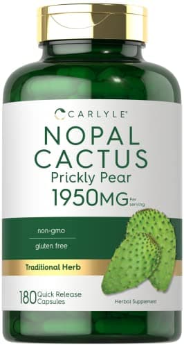 Carlyle Prickly Pear 1950 mg | 180 Capsules | Nopal Cactus Supplement | Non-GMO, Gluten Free