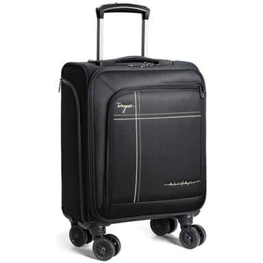 Tonyeee Softside Carry on Luggage Airline Approved, 17 Inch Underseat Carry-on Luggage with Removable Spinner Wheels, Small Personal Item Suitcase for Travel Business (Black, 17 inch_Underseat)