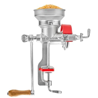 Victoria Manual Cast Iron Grain Mill with Low Hopper, Premium Corn-Grinding Mill and Grain Grinder, Made in Colombia
