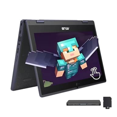 ASUS 11.6" HD Touchscreen 2-in-1 Laptop for Students, Intel Celeron N100, UHD Graphics, 4GB RAM, 288GB Storage(128GB SSD＋160GB Docking Station Set), Webcam, Wi-Fi 6, Windows 11 Pro, Mineral Gray